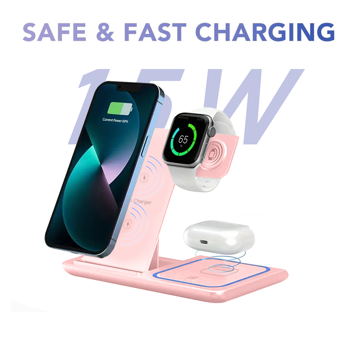 15W LED Fast Wireless Charger  - огляд і ціна Smartwatch Ac